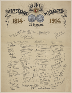 217274 Presentielijst met de handtekeningen van de aanwezigen bij de viering van het 100-jarig bestaan van de Senatus ...